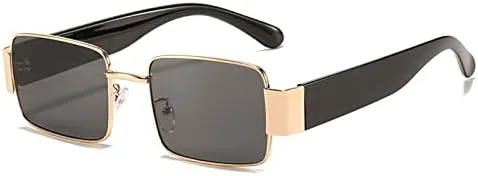 

Винтажные прямоугольные солнцезащитные очки для женщин и мужчин, металлические солнцезащитные очки, очки для водителей, защита от ультрафиолета UV400 MTZJH, Gold Grey