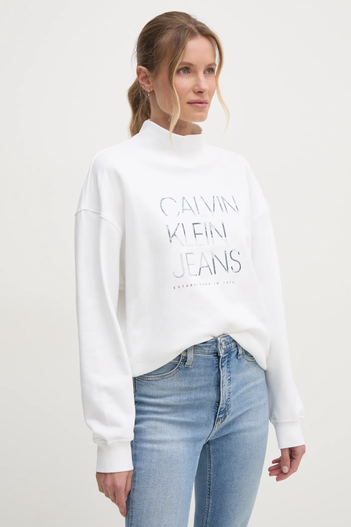 

Хлопковая толстовка Calvin Klein Jeans, бежевый