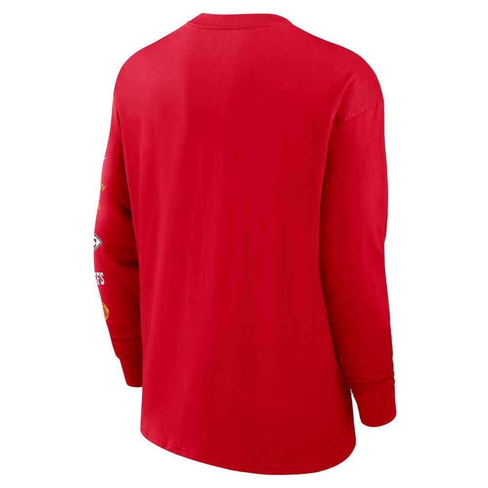 Мужская красная футболка с длинными рукавами и карманами Nike Kansas City Chiefs Rewind Heavy Max 90, цвет Chf Red — фото 4