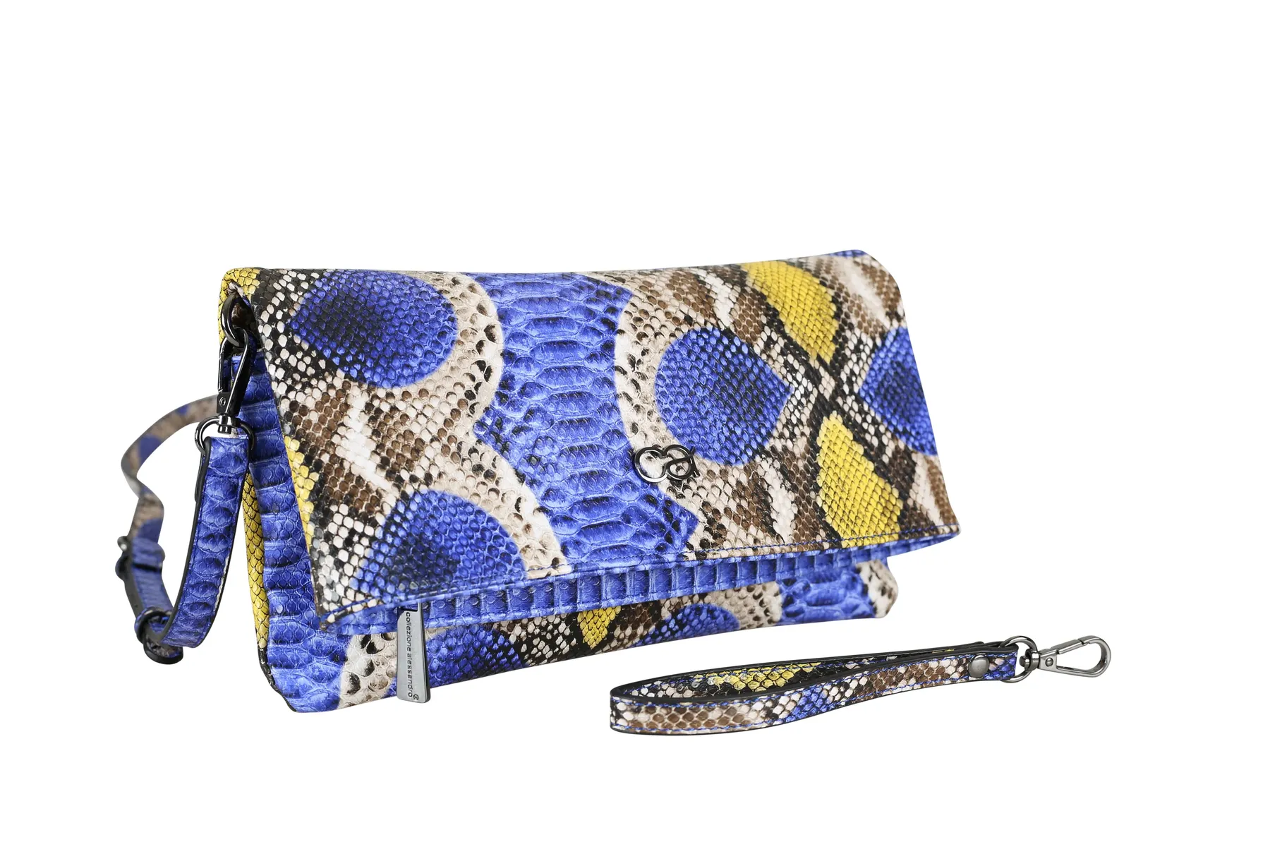 

Клатч COLLEZIONE ALESSANDRO "Holi Snake" можно носить как клатч, сумку через плечо и сумку через плечо, синий