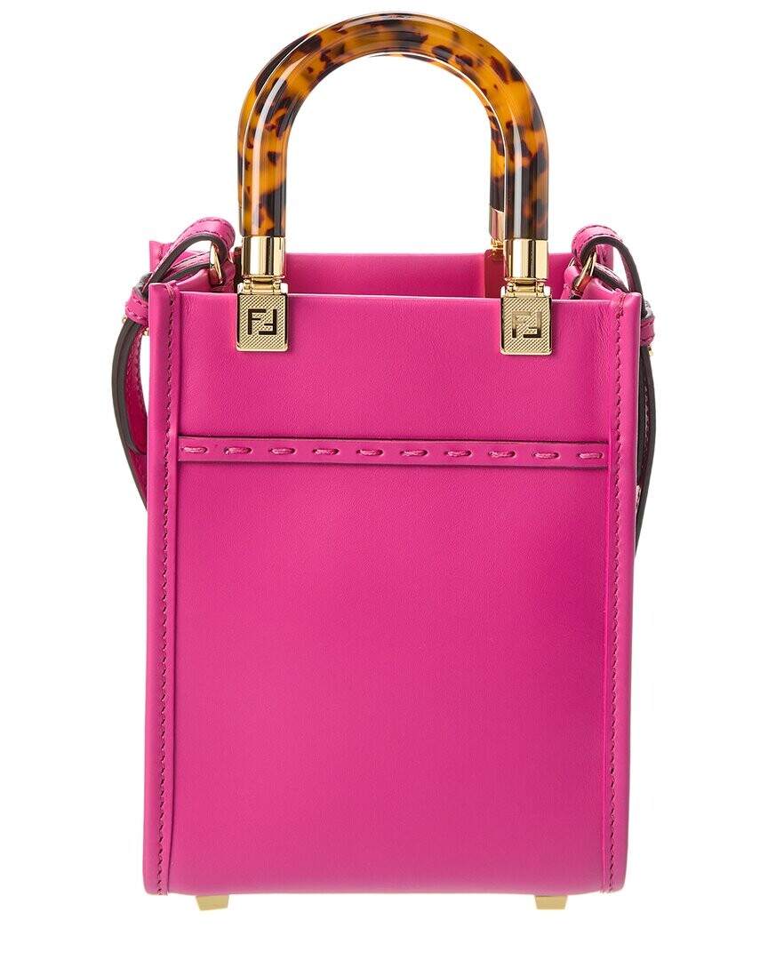 

Миниатюрная кожаная сумка-тоут FENDI Sunshine, розовый
