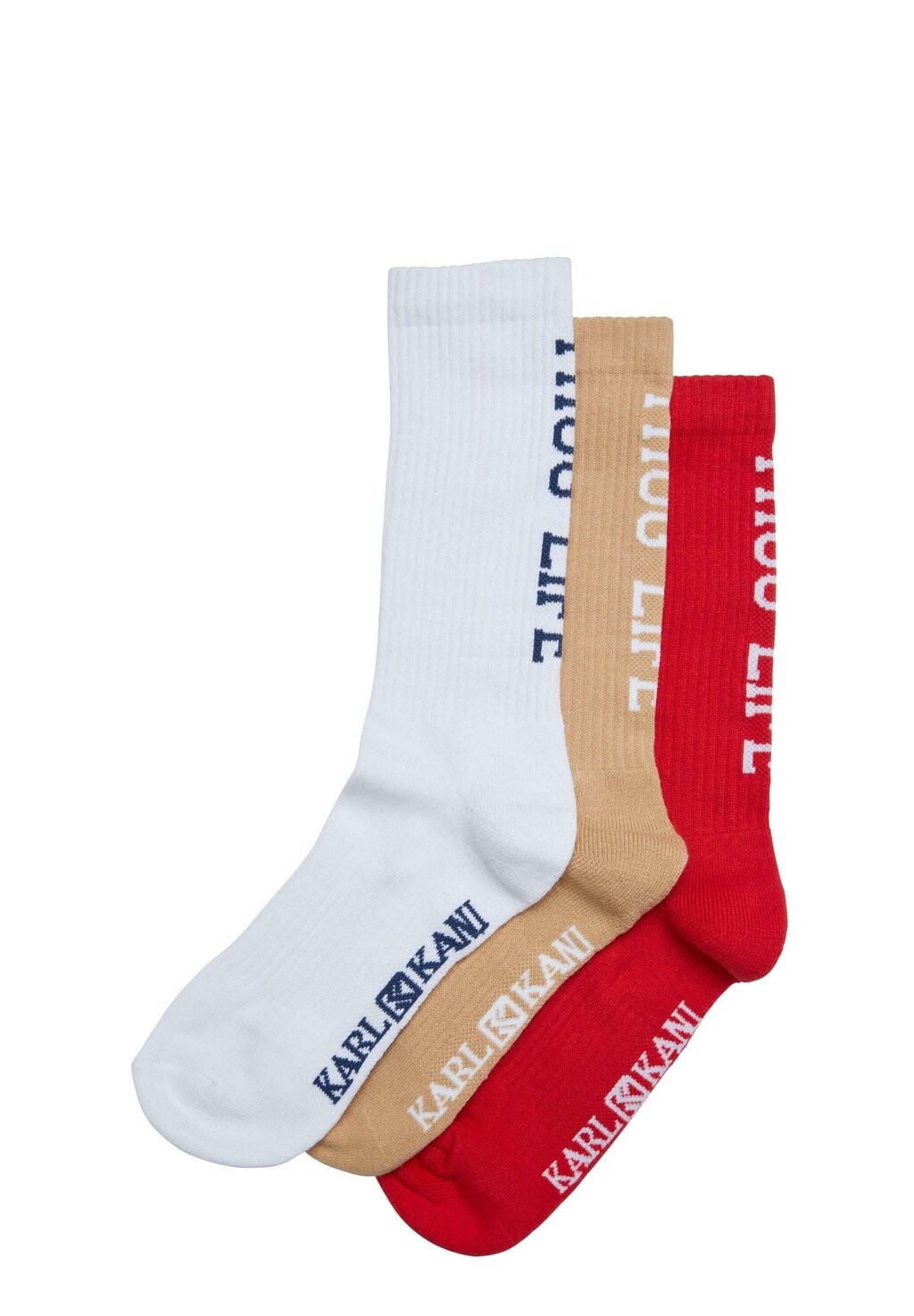 

Носки Unisex Thug Life 3-Pack Karl Kani, белый красный песок