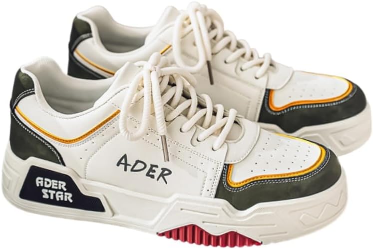 

Мужские модные кроссовки на толстой подошве из кожи - комфортная и мягкая подкладка, противоскользящая и износостойкая подошва, подходят для всех сезонов, для прогулок и занятий спортом Clolinde, зеленый/бежевый