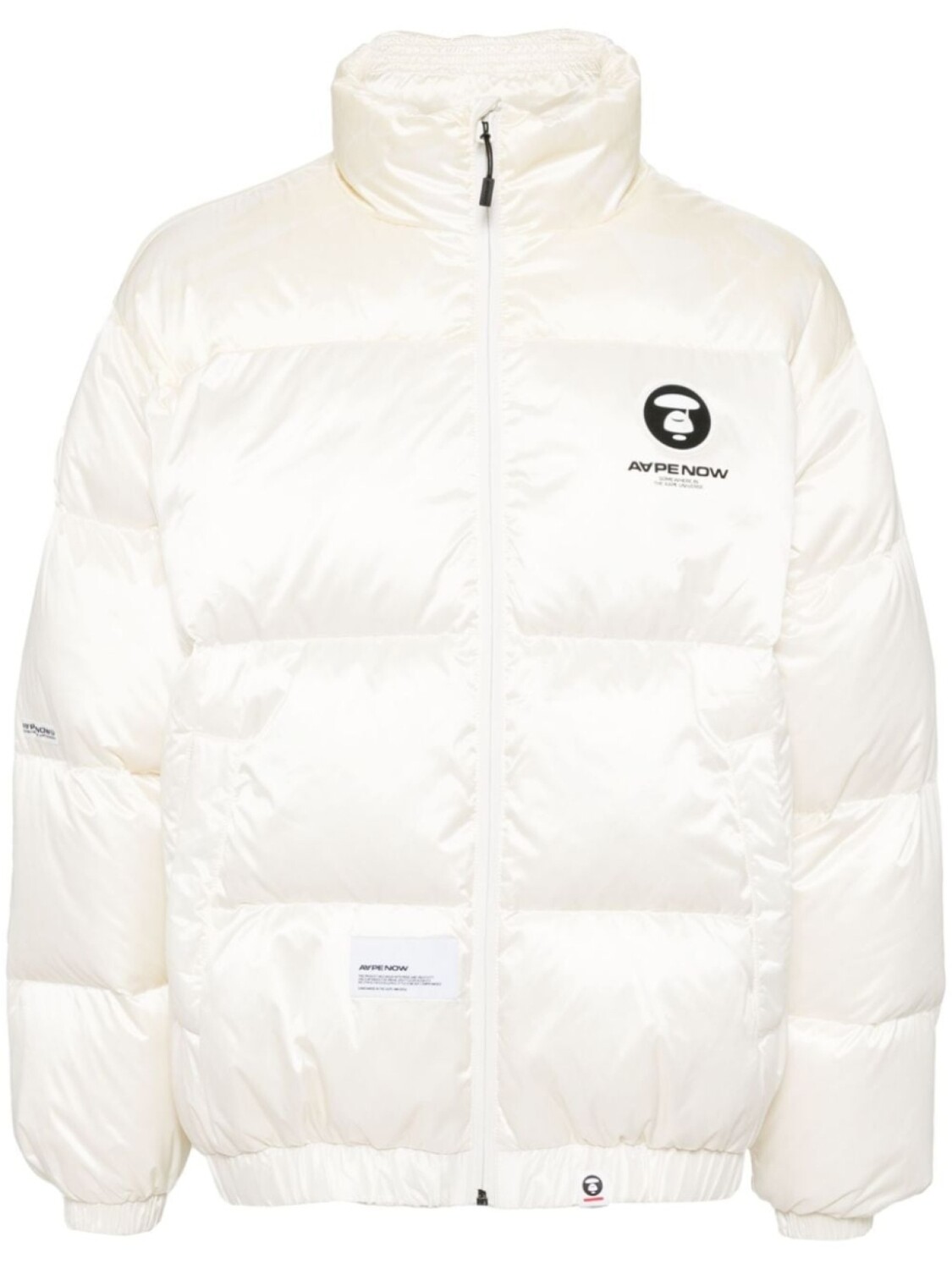 

AAPE BY *A BATHING APE пуховик Moonface с логотипом, белый