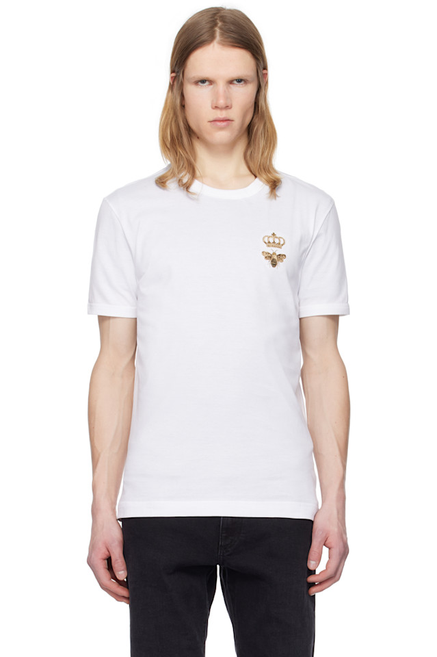 

Хлопковая футболка с вышивкой Dolce&Gabbana, белый
