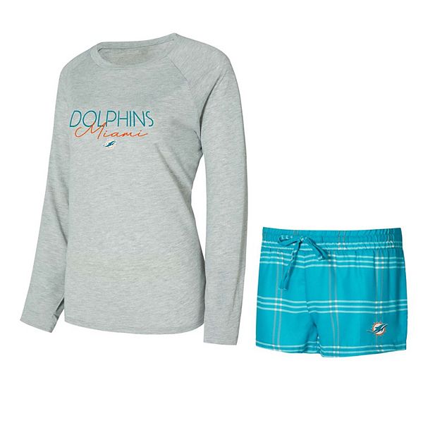

Женский сет concepts sport aqua/gray miami dolphins petition: футболка с длинным рукавом реглан и шорты Unbranded