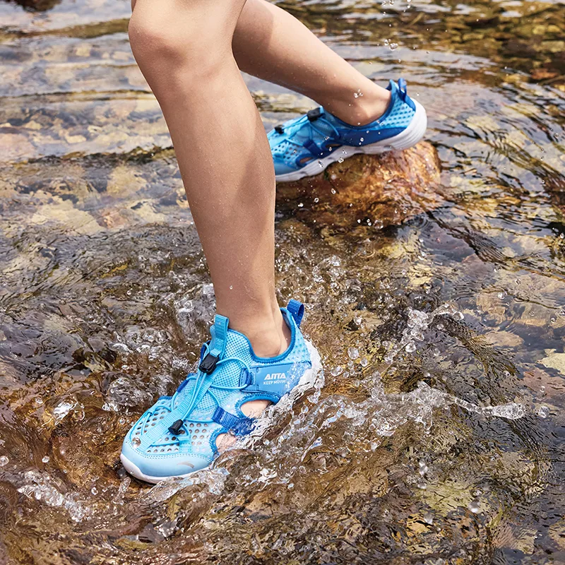 Antakids Детские сандалии low top blue с антискользящей подошвой, дышащие, быстросохнущие, легкие и амортизирующие — фото 4