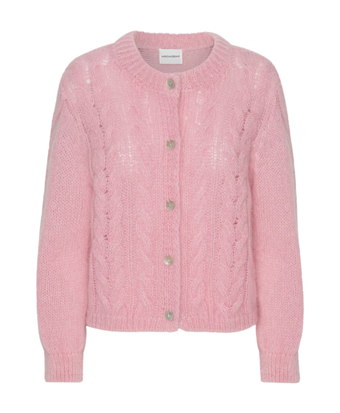 

Нежный кардиган ягодного цвета с узором из кос. Americandreams, розовый