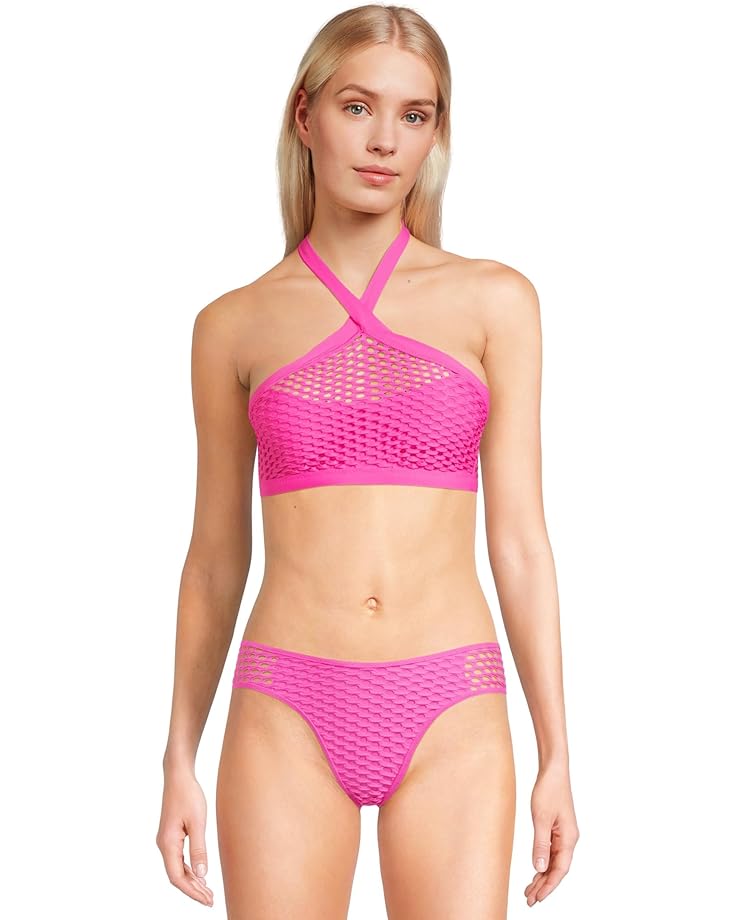 

Пляжный топ BECCA Castaway Kaia Textured High Neck Top, цвет Azalea