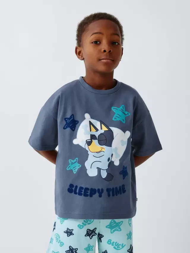 Детский хлопковый короткий пижамный комплект Bluey, винтажный индиго Brand Threads