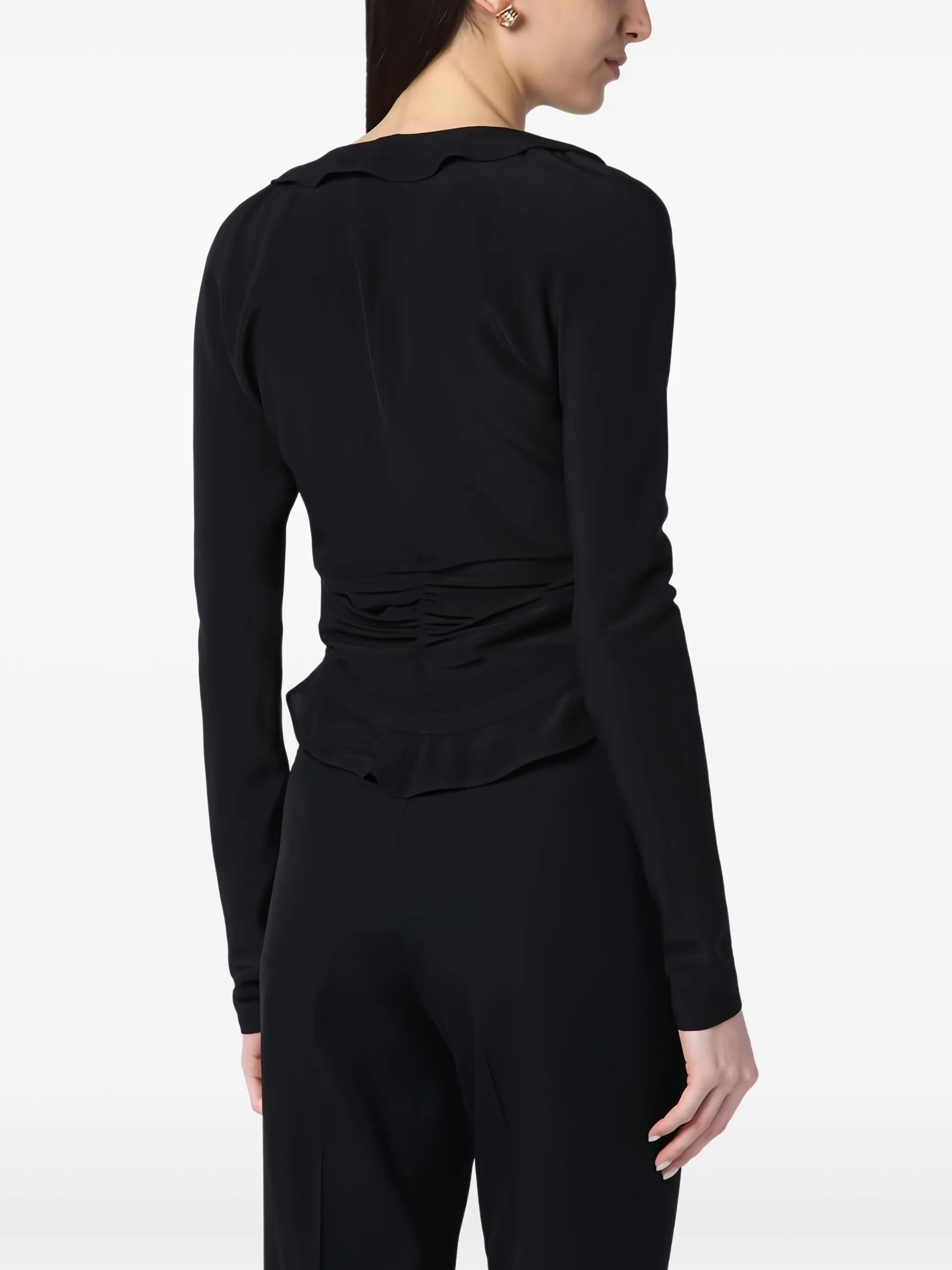 Шелковая блузка Saint Laurent, черный — фото 3