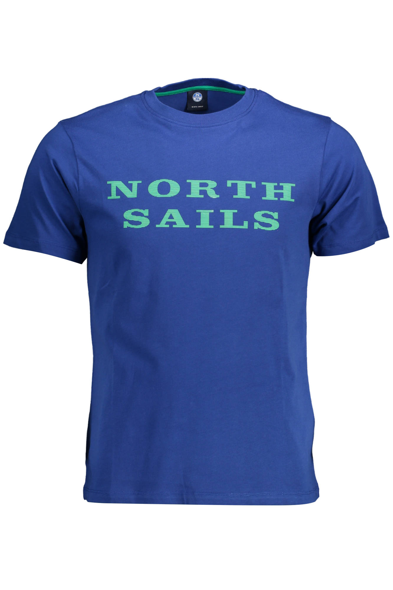 

Мужская футболка North Sails хлопковая с зеленой надписью, синий
