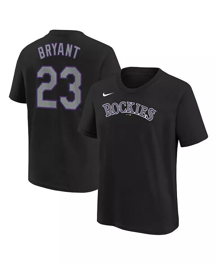 

Футболка Big Boys and Girls Kris Bryant Black Colorado Rockies Home с именем игрока и номером Nike, черный