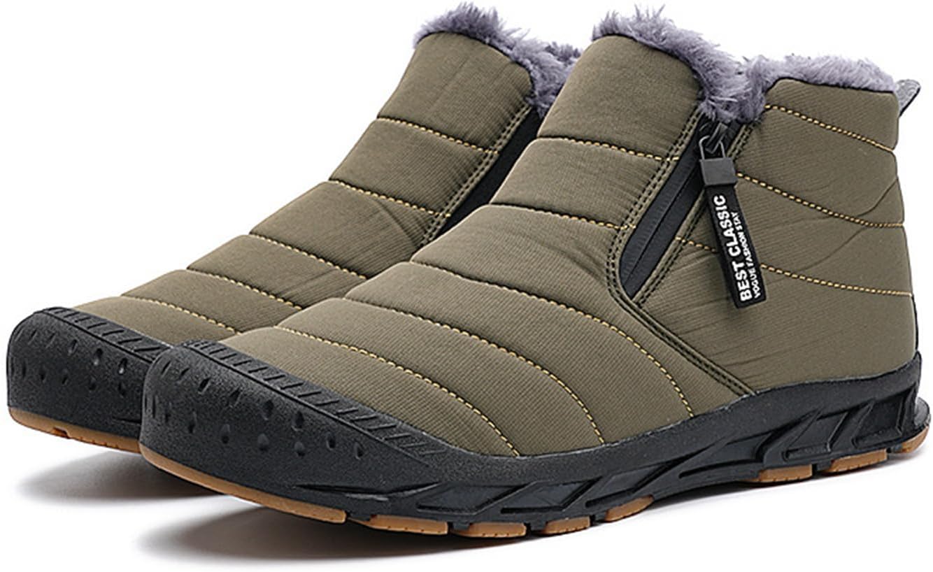 

Мужские зимние водонепроницаемые ботинки с меховой подкладкой, утепленные ботинки до щиколотки с молнией, удобные для улицы Generic, зеленый