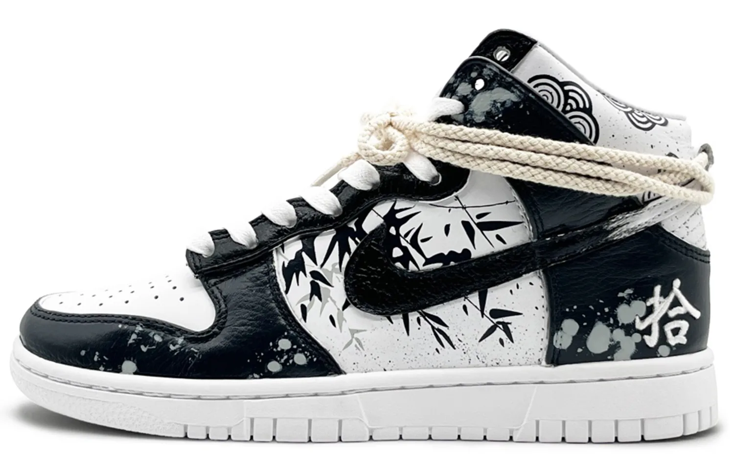 Nike Dunk High EIGHT% Bamboo Dye Slip Resistant легкие высокие кроссовки для скейтбординга Unisex черный белый