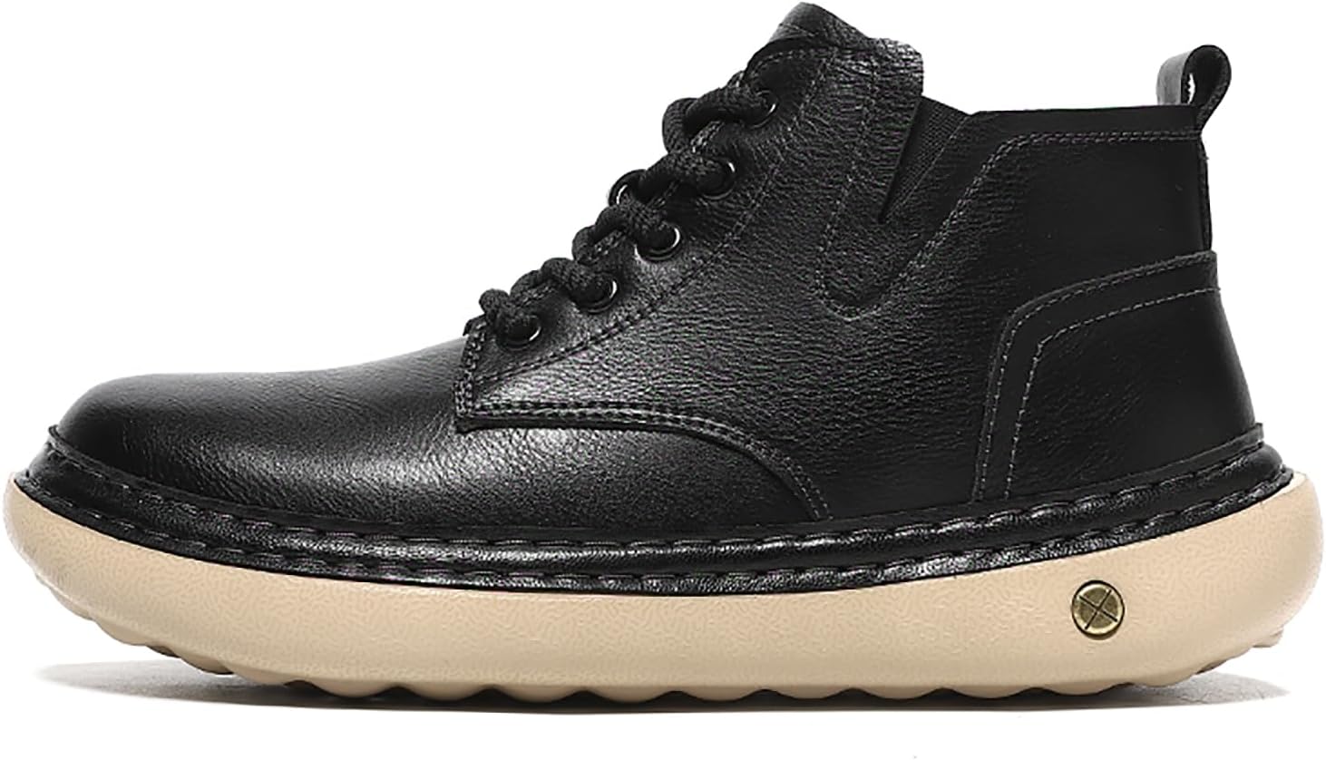 

Мужские ботинки на щиколотку Arts Fu Fu с круглым носком, повседневные, с ручной прошивкой, винтажные, противоскользящие, из натуральной кожи, для походов, черный