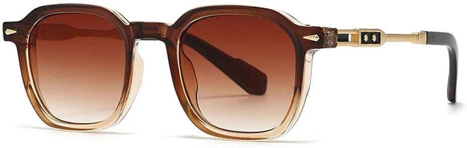 

Мужские солнцезащитные очки квадратной формы в стиле ретро с градиентным переходом цвета, защитой от УФ-излучения UV400 и заклепками, женские солнцезащитные очки сине-зеленого цвета SKFGNX, Brown Tea Gradient