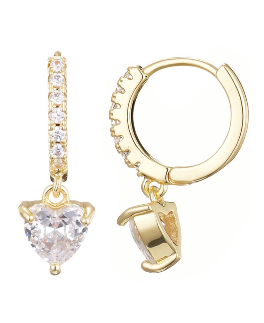 

Серьги-кольца в форме сердца из золота с фианитами ADORNIA, Gold