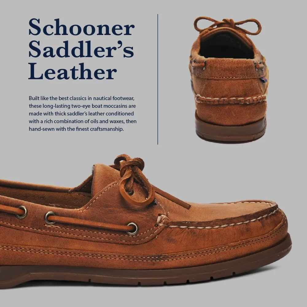 Водонепроницаемые лодочные туфли Sebago Schooner - кожаные мокасины для мужчин с 360-градусной шнуровкой из сыромятной кожи и подошвой, не оставляющей следов и противоскользящей, коричневый — фото 2
