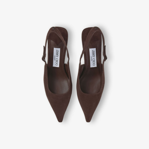 Лодочки Jimmy Choo Амел на каблуке с ремешком из замши, коричневый — фото 3