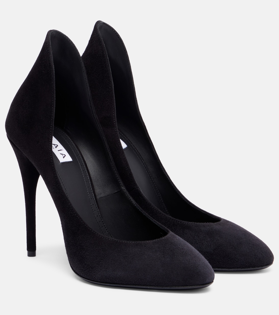 Туфли Decolette 110 из замши Alaïa, нуар