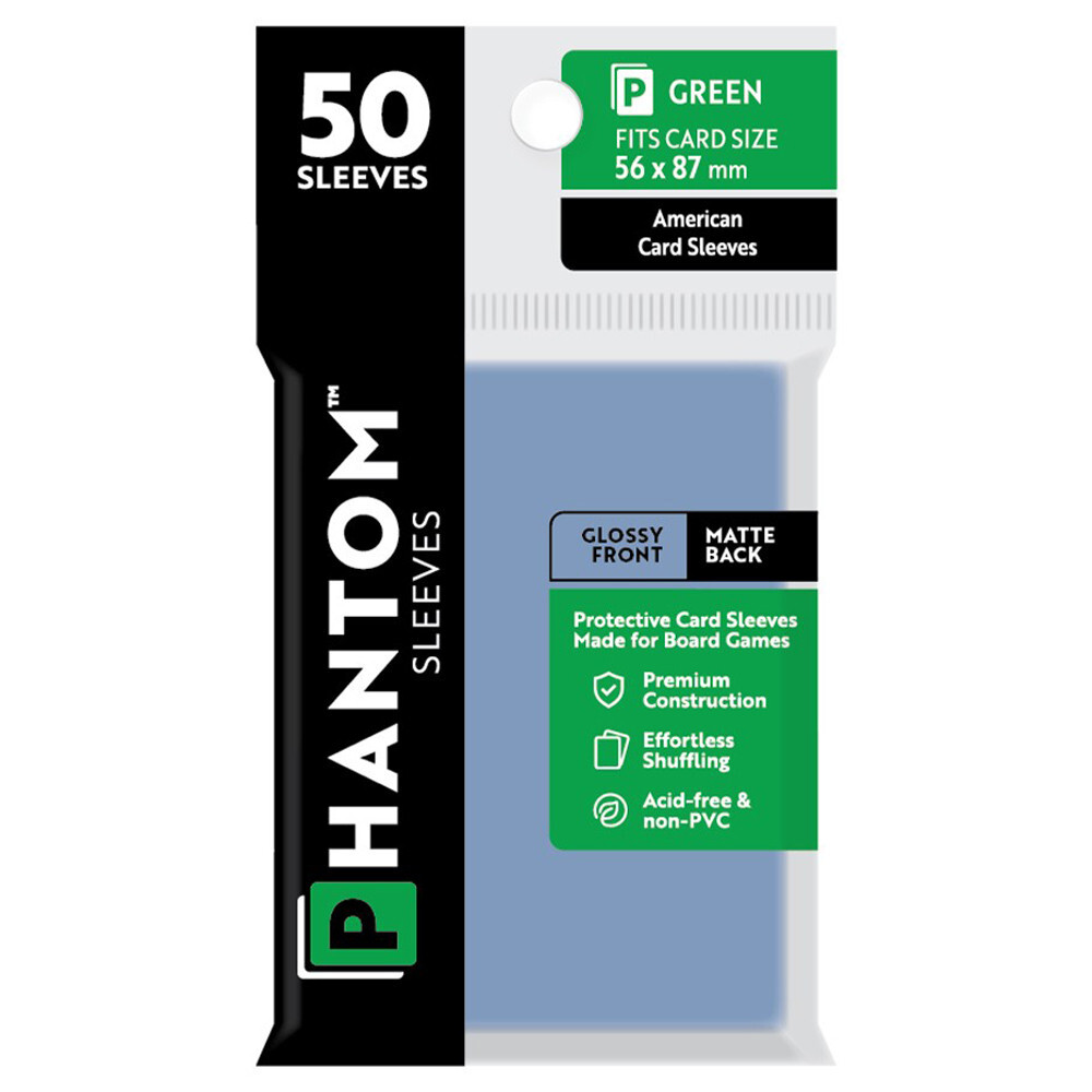 

Аксессуары Capstone Games Phantom Sleeves: Green Size 56 x 87mm - Glossy/Matte (50)