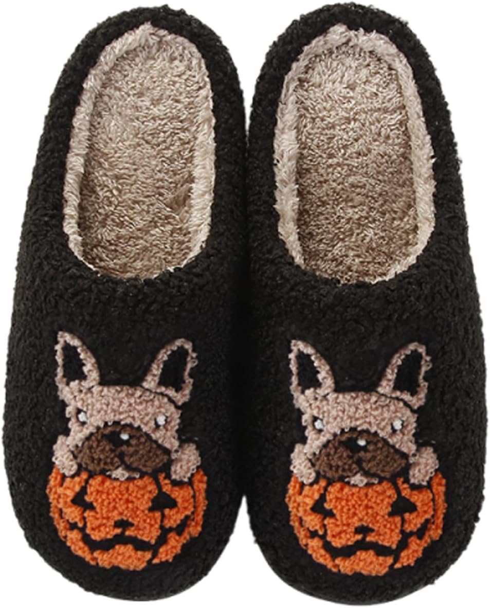 

Тапочки с тыквами на Хэллоуин для женщин и мужчин, уютные плюшевые тапочки с эффектом памяти для дома для пары Poispois, Pumpkin/B2