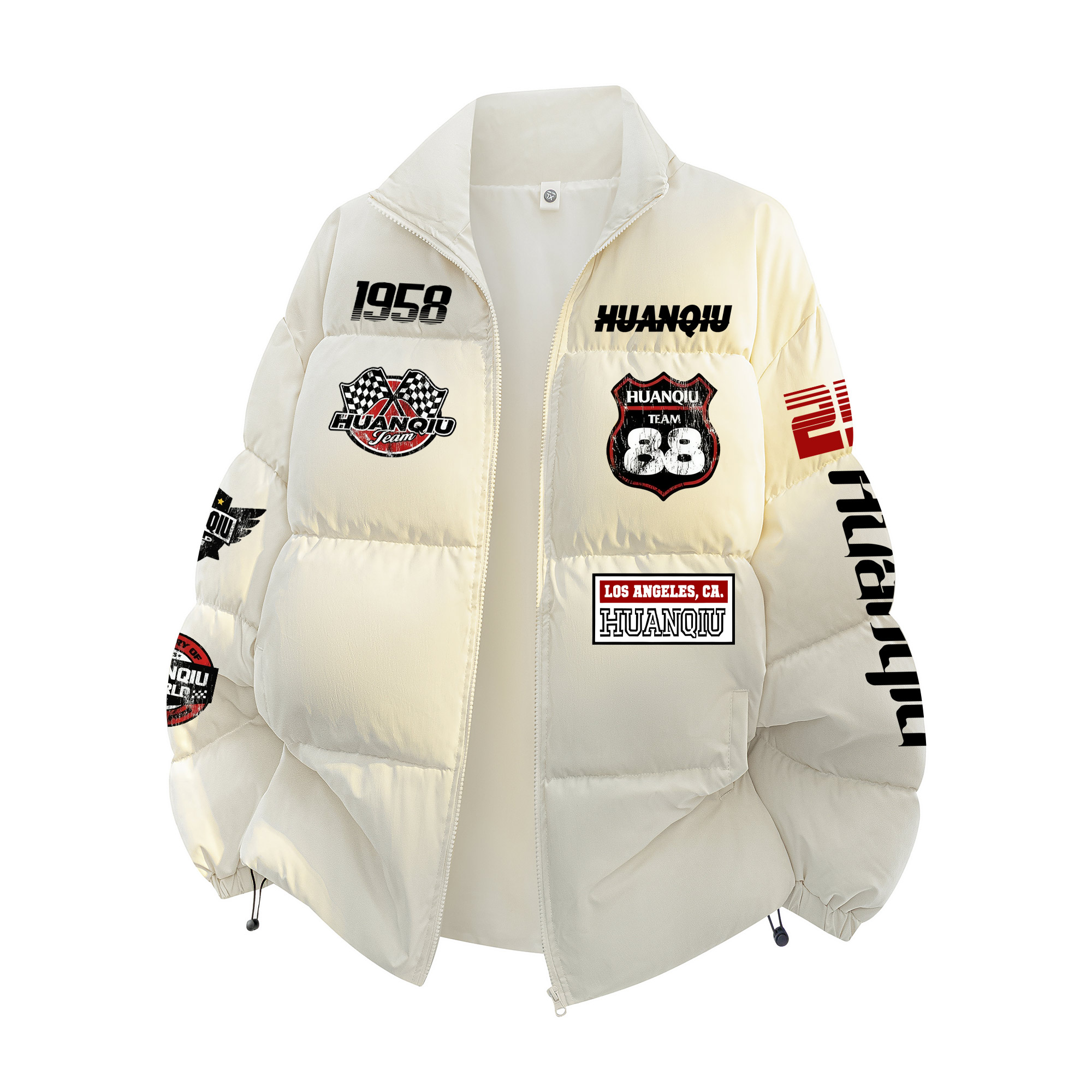 

Пуховик Unisex Stand Collar Fleece lined Padded Puffer Jacket HUANQIU, бежевый