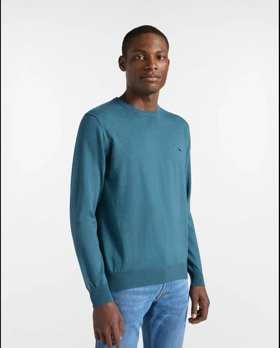 

Мужской джемпер гладкой вязки с круглым вырезом Harmont&Blaine, синий