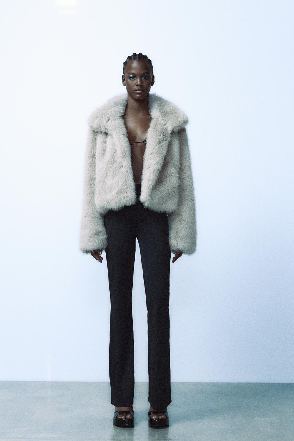 

Расклешенные брюки из полиамида ZARA, черный