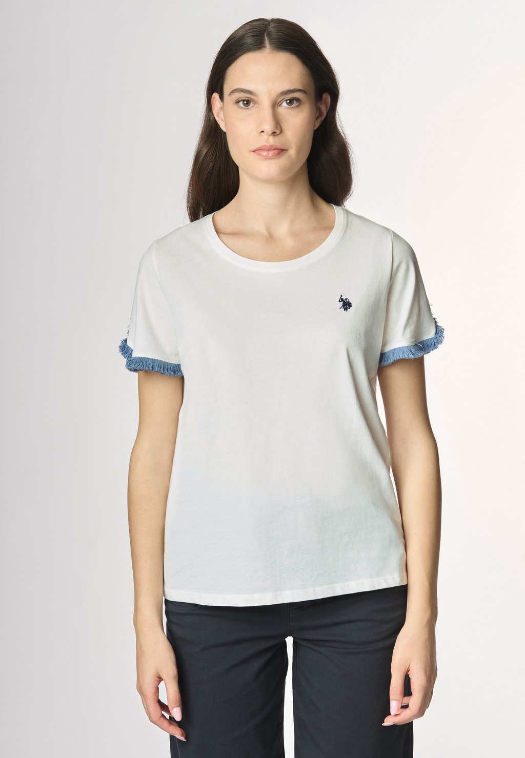

Футболка с принтом A MANICHE CORTE CON INSERTI A FRANGIA U.S. Polo Assn., белый