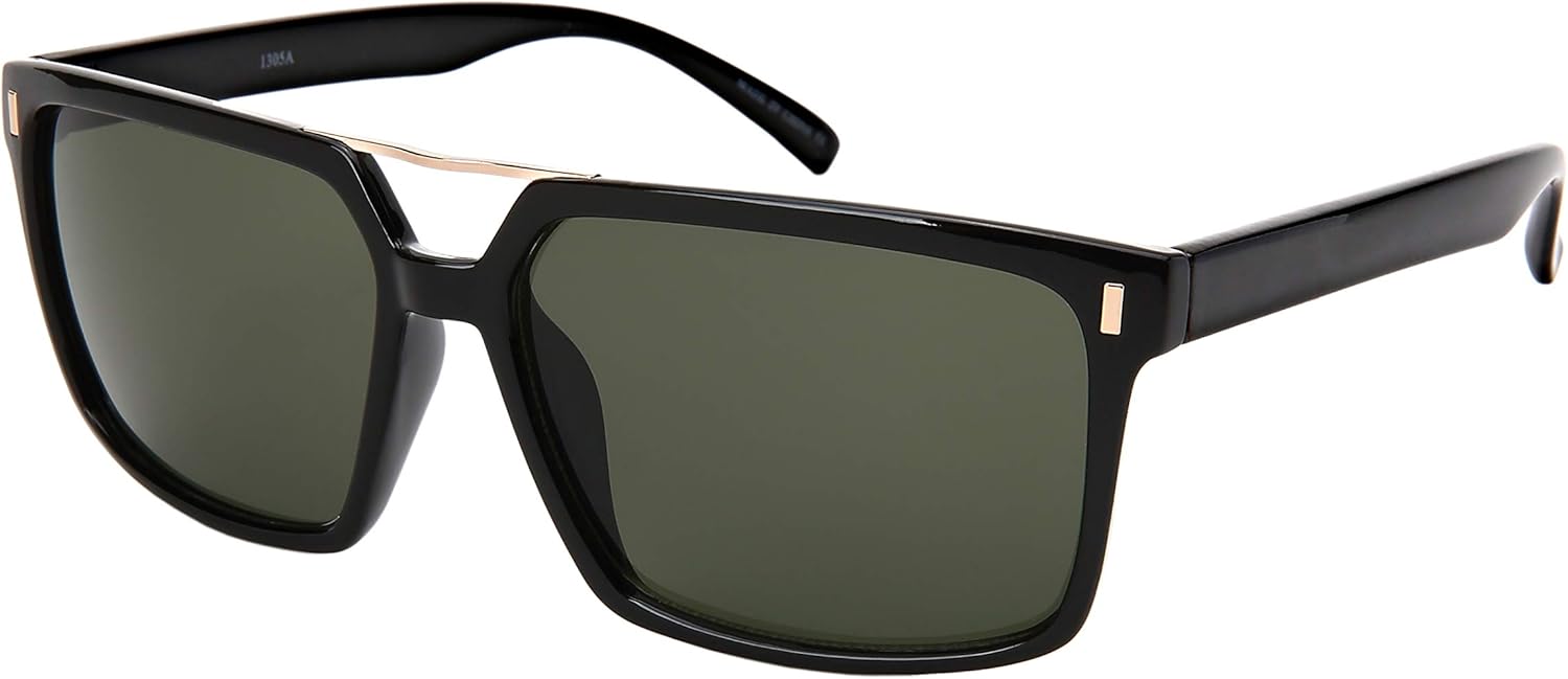 

Солнцезащитные очки Edge I-Wear квадратной формы для женщин и мужчин, геометрический дизайн, тонированные линзы, артикул 1305A-SD-1 (BLK.g15) EDGEIWEAR, Black Frame/Green Lens