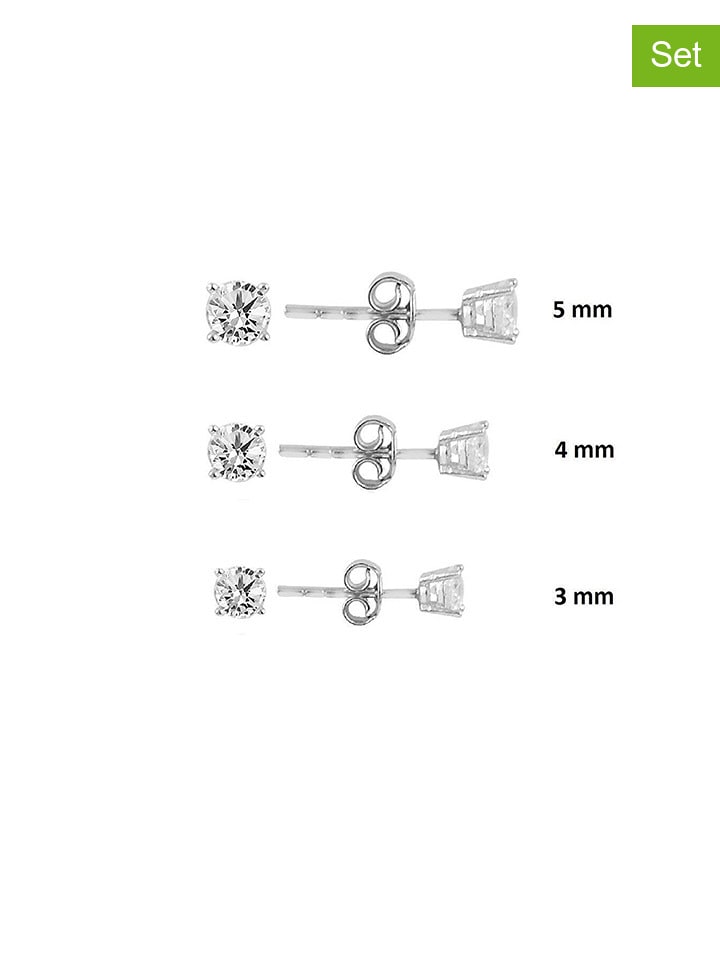 

Miu Silver Набор из 3 штук: серебряные серьги-гвоздики с драгоценными камнями