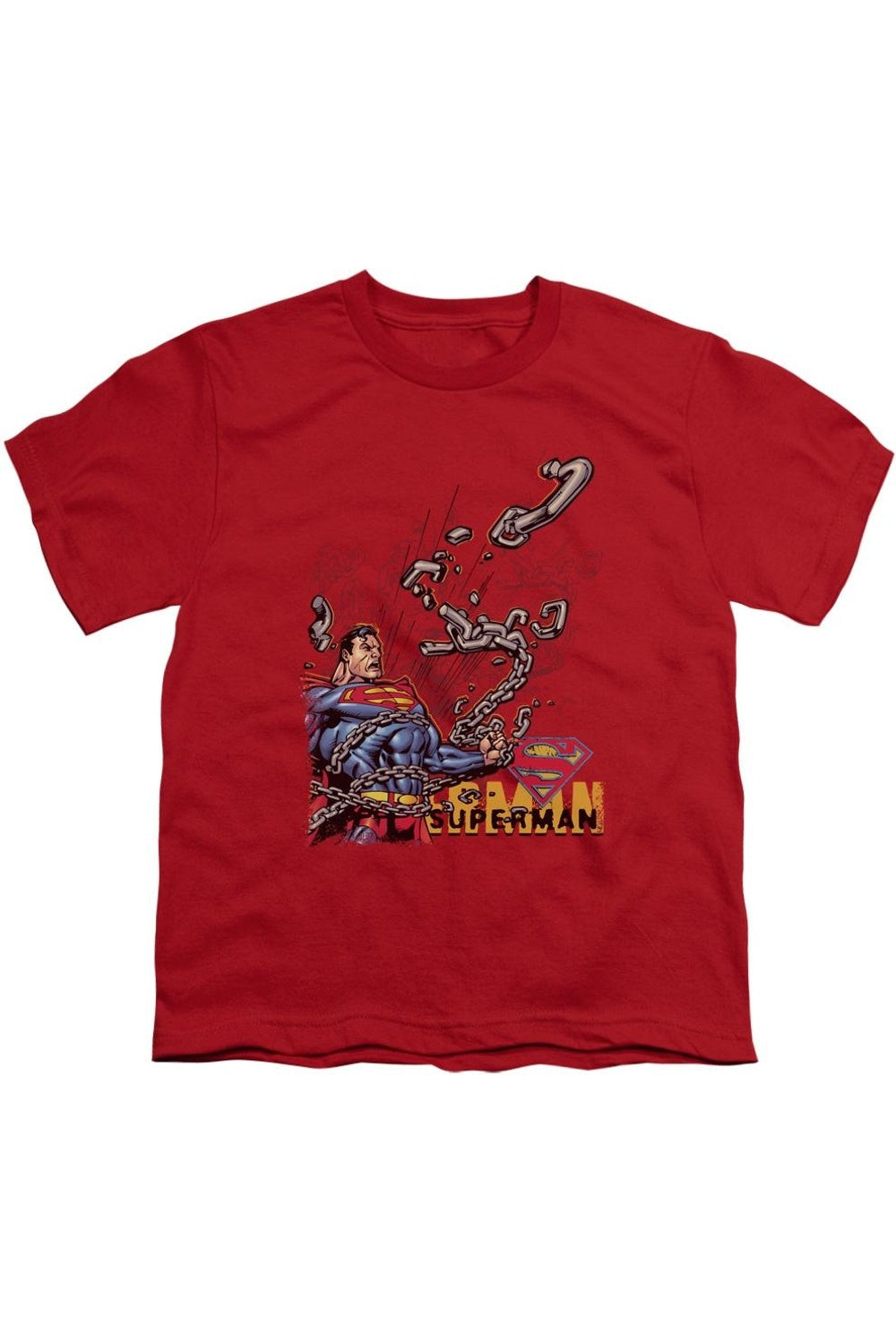 

Футболка с Суперменом, разрывающим цепи Gildan, красный