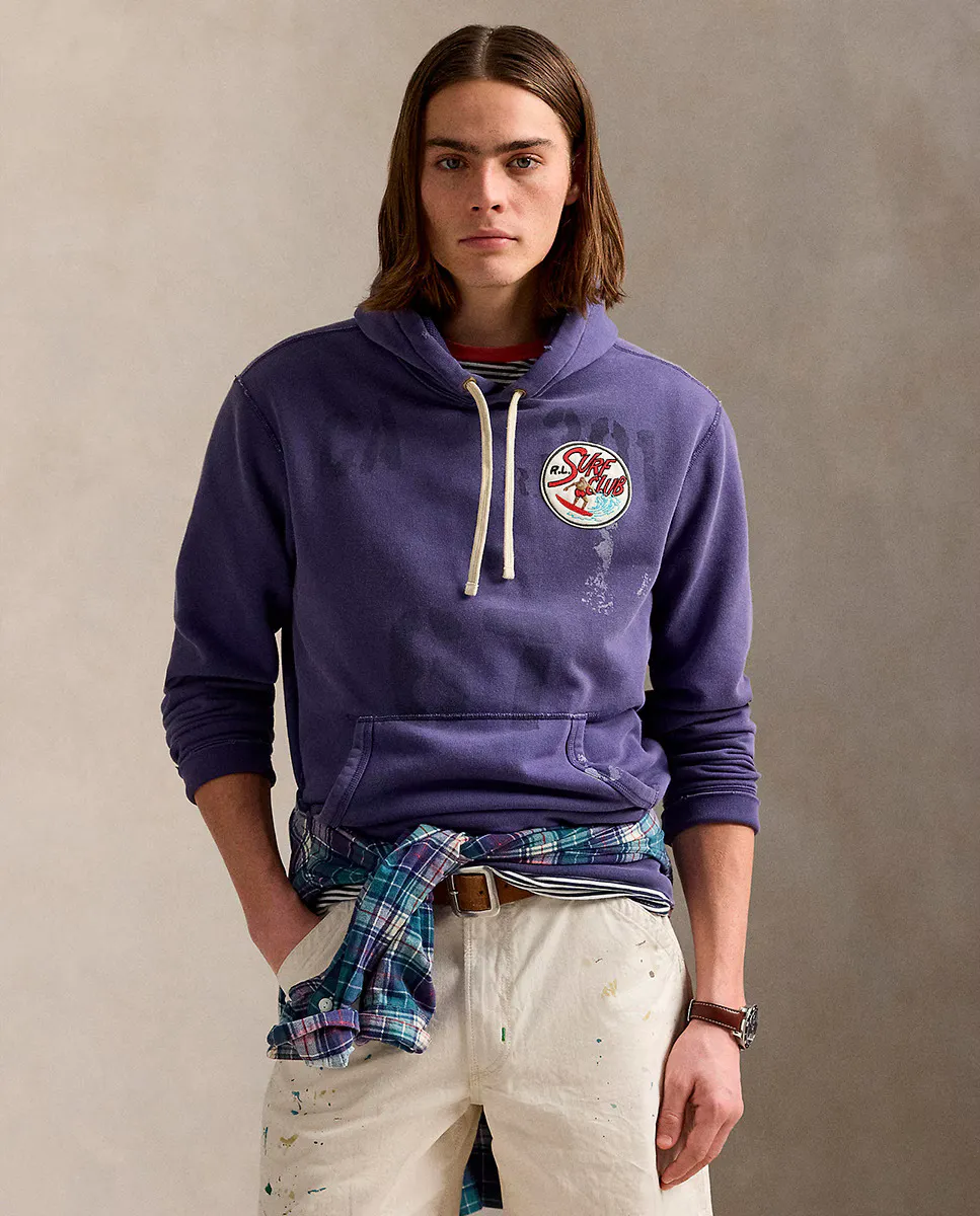 

Мужская толстовка с капюшоном с винтажным принтом Polo Ralph Lauren, фиолетовый
