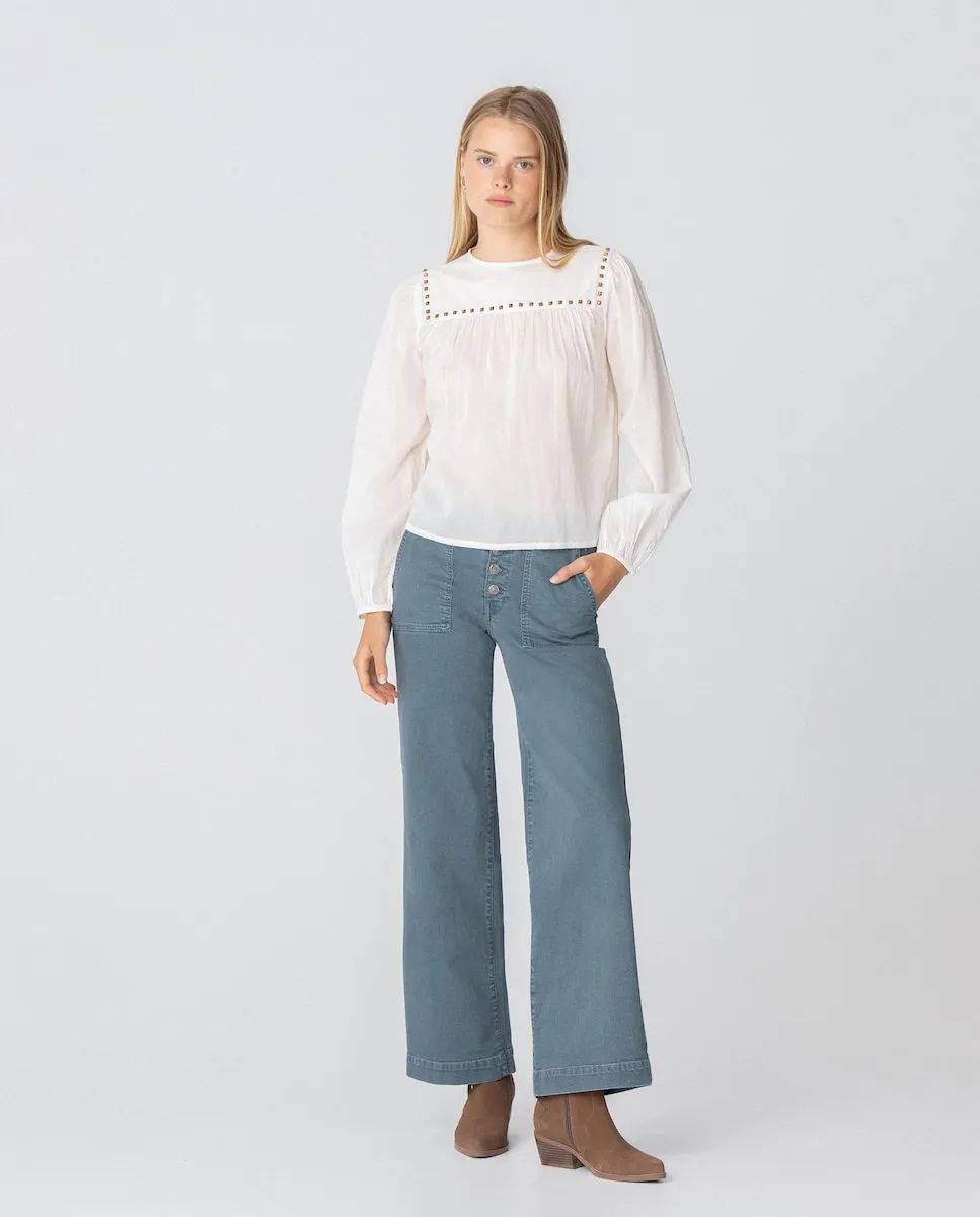 

Женские широкие джинсы с высокой талией на пуговицах Noon, синий