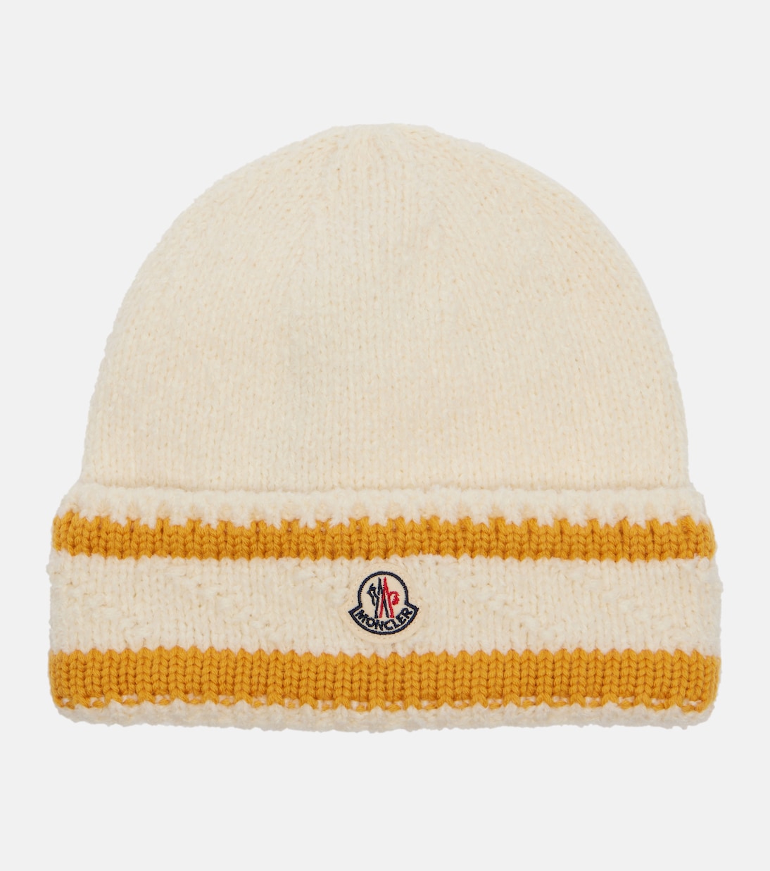 

Шапка из полосатой шерстяной смеси Logo Moncler, белый