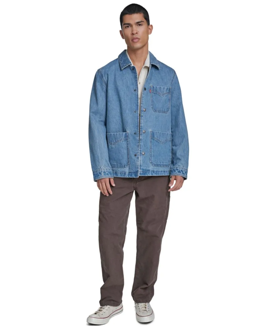 Мужская джинсовая куртка с тремя карманами и молнией Levi's, светлый-wash denim