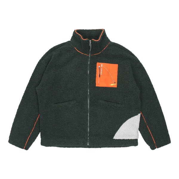 

Куртка x roaringwild crossover sherpa jacket contrasting colors zipper pocket fleece stay warm logo green Puma, зеленый