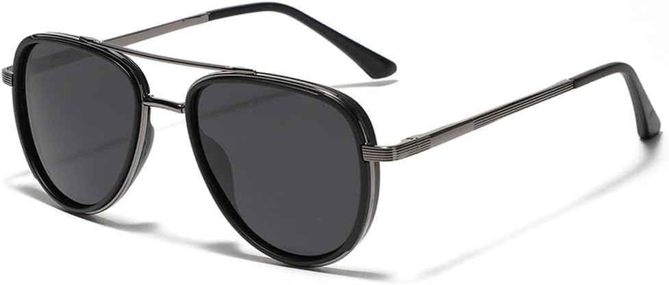 

поляризованные солнцезащитные очки для мужчин, полуметаллические ретро-солнцезащитные очки для женщин, летний стиль, зеленый, серый, коричневый WNCKSQ, Gray Black Frame