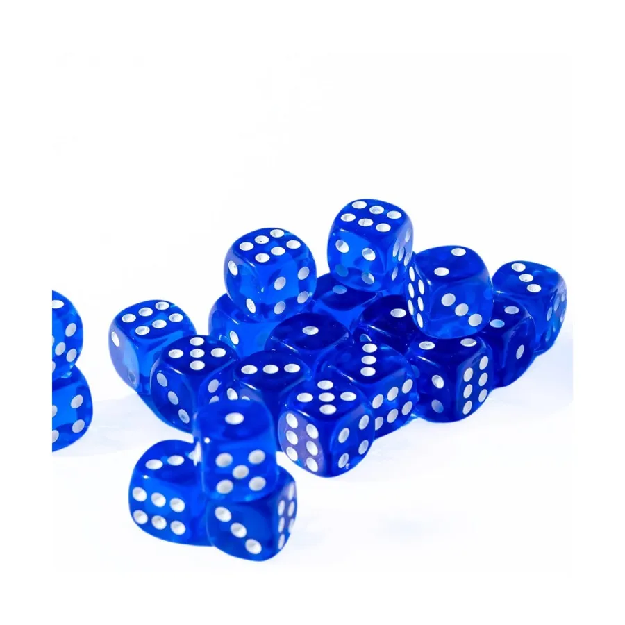 

12 мм d6, полупрозрачный синий с белым (25), Dice - 25 Piece D6 Sets (Easy Roller Dice)