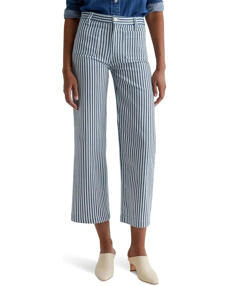 

Брюки AG Jeans Kassie Mid Rise Wide Leg Crop, цвет Nordic Stripe Indigo Multi