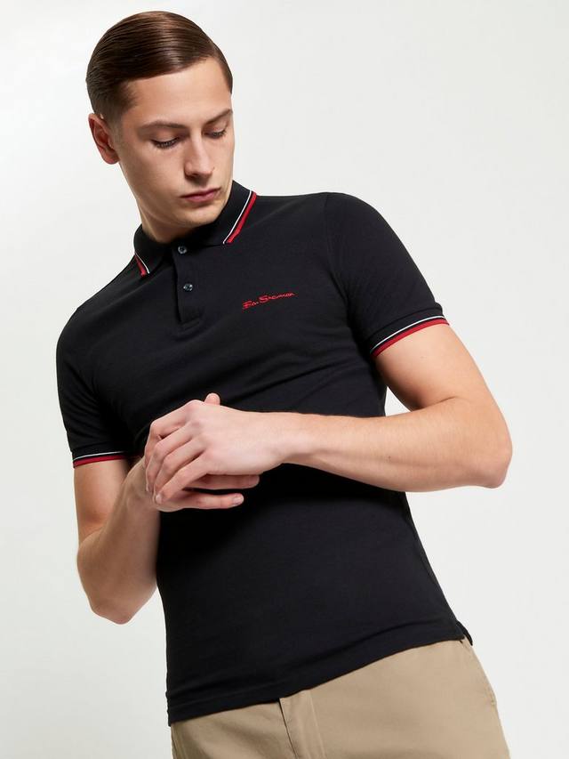 

Органический хлопок классического кроя короткий рукав фирменная поло Ben Sherman, Black