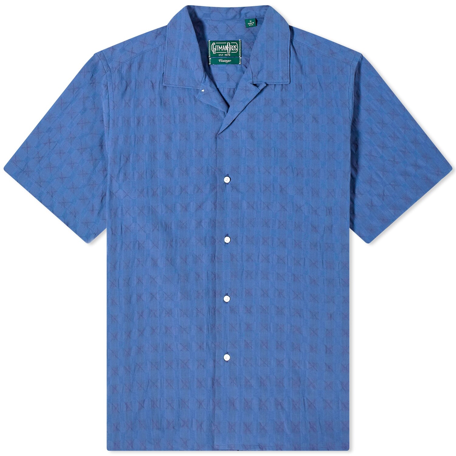 

Рубашка Gitman Vintage Japanese Ripple Jacquard Camp Shirt, синий