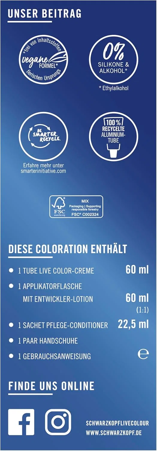 Стойкая краска для волос «Urban Metallics U71 Metallic Silver» от Schwarzkopf Live, 3 x 142.5 мл Live — фото 3