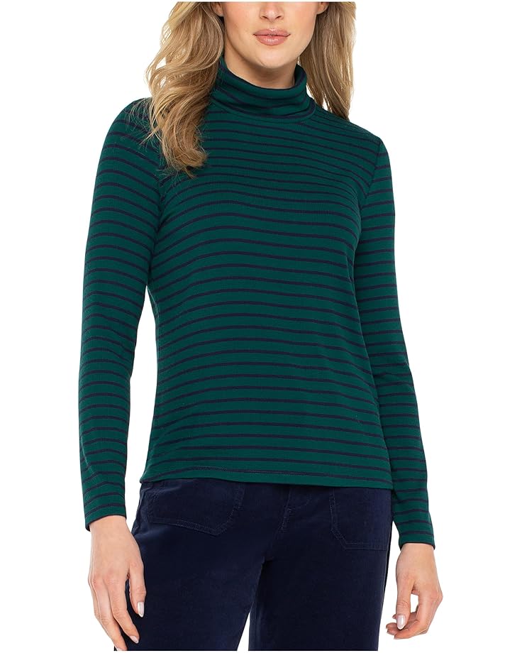 

Женский длинный свитер с воротником-гольф Liverpool Los Angeles, Emerald/Navy Stripe