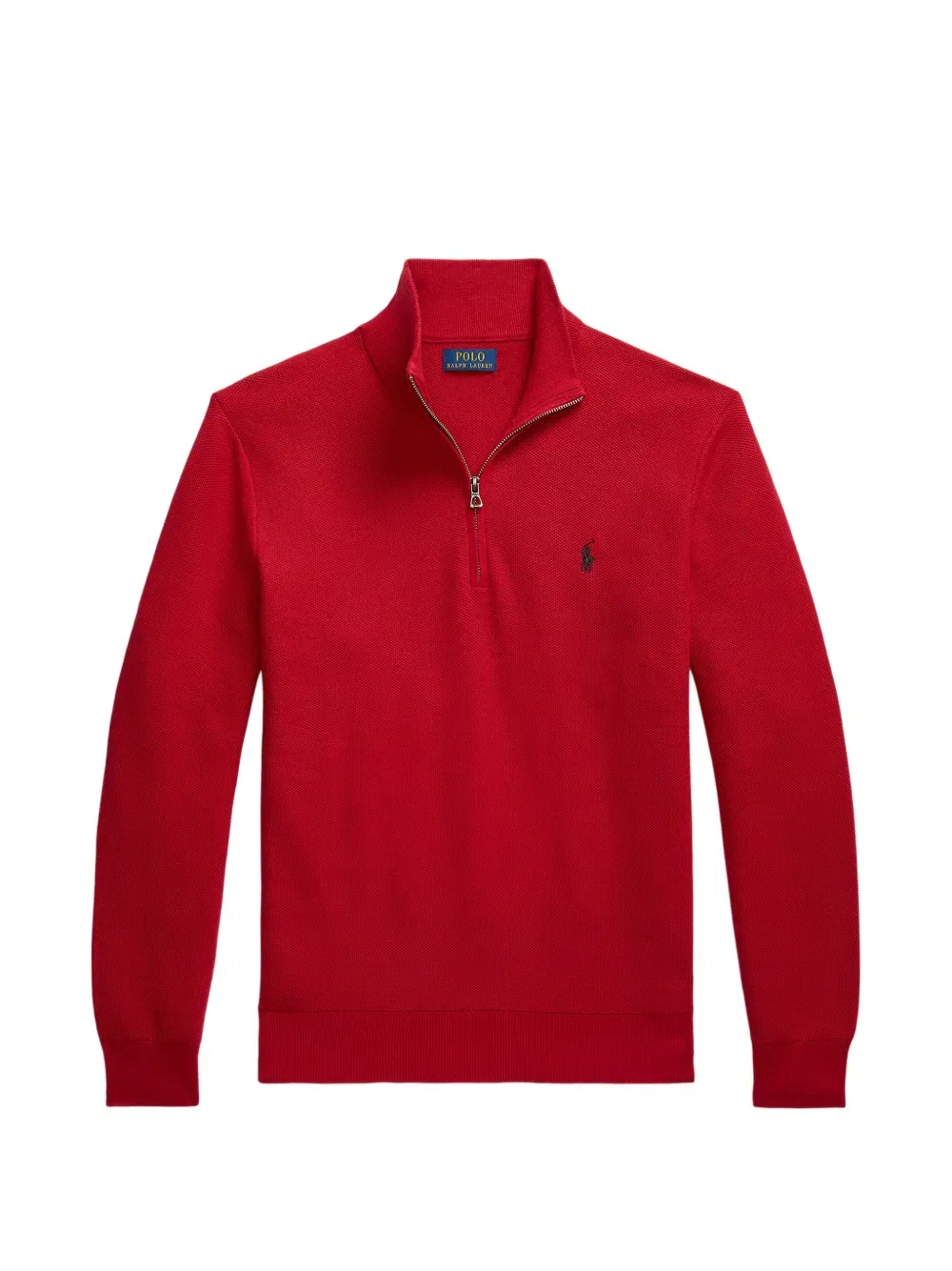 Свитер с вафельной вязкой и застежкой-молнией до середины груди Polo Ralph Lauren, красный