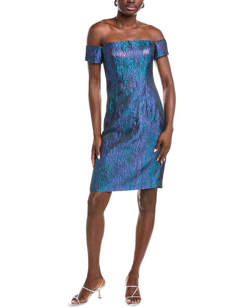 

Платье коктейльное Rene Ruiz с жаккардовым принтом и открытыми плечами, синий