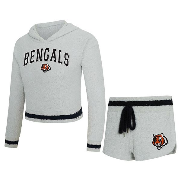

Женский серый сет с капюшоном и шортами Cincinnati Bengals Whitley Unbranded