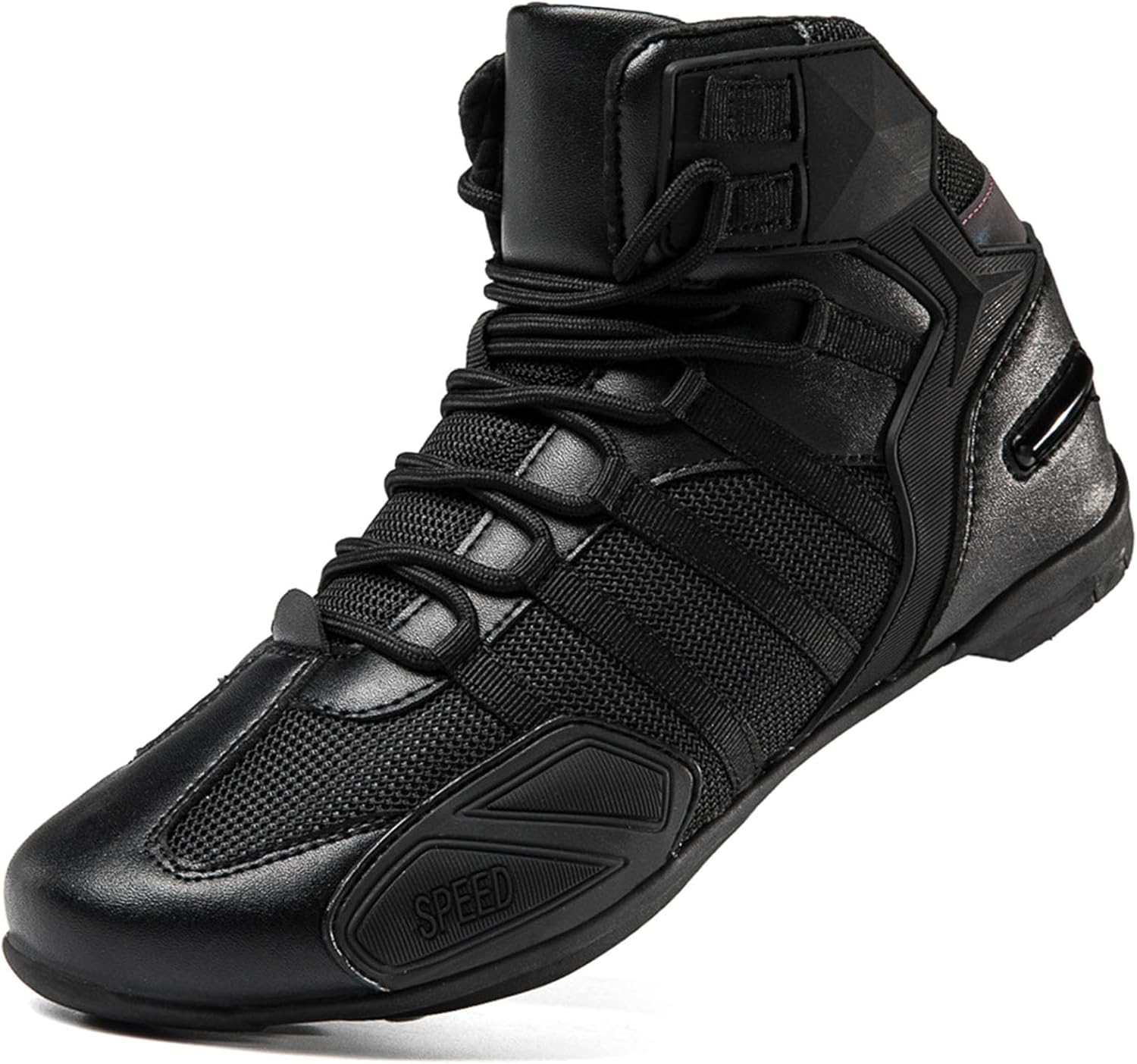 

Кожаные мотоциклетные ботинки для мужчин, обувь для езды на мотоцикле с поддержкой щиколотки и противоскользящей подошвой, спортивные вело-ботинки Hiuzylqx, черный